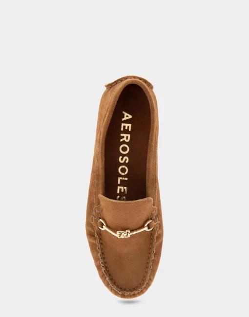 Comfortable Women's Horsebit Driver Moc in Tobacco Suede Suede