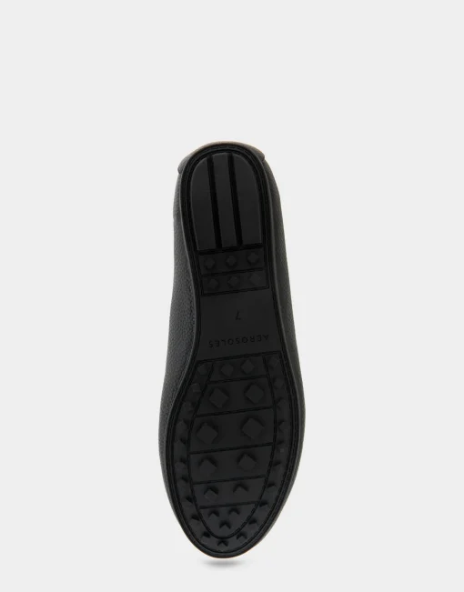 Comfortable Women's Horsebit Driver Moc in Black Pebbled Faux Leather Faux Leather