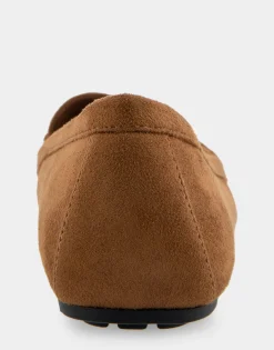 Comfortable Women's Horsebit Driver Moc in Tobacco Faux Suede Faux Suede