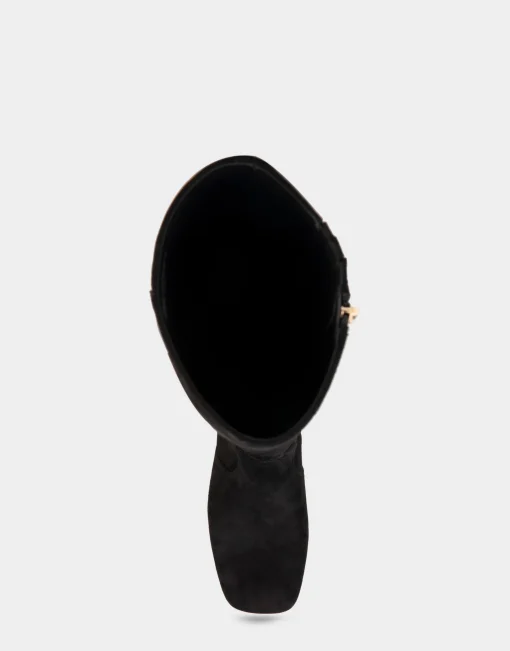 Comfortable Women's Knee High Platform Boot in Black Suede