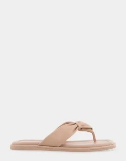 Comfortable Women's Knotted Thong Sandal in Cipria Leather