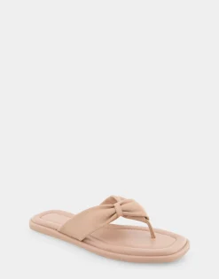 Comfortable Women's Knotted Thong Sandal in Cipria Leather