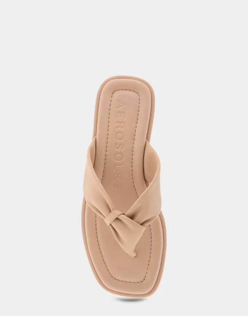 Comfortable Women's Knotted Thong Sandal in Cipria Leather