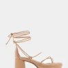 Comfortable Women's Lace Up Platform Sandal in Doe Faux Leather