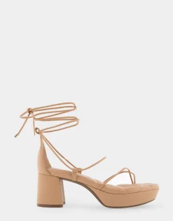 Comfortable Women's Lace Up Platform Sandal in Doe Faux Leather