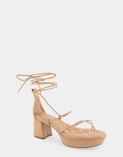 Comfortable Women's Lace Up Platform Sandal in Doe Faux Leather