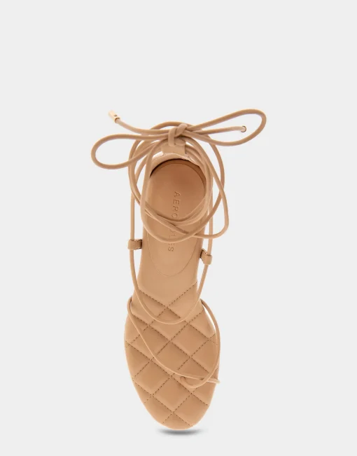 Comfortable Women's Lace Up Platform Sandal in Doe Faux Leather