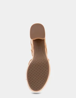Comfortable Women's Lace Up Platform Sandal in Doe Faux Leather