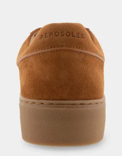 Comfortable Women's Lace Up Hidden Wedge Sneaker in Tan Suede