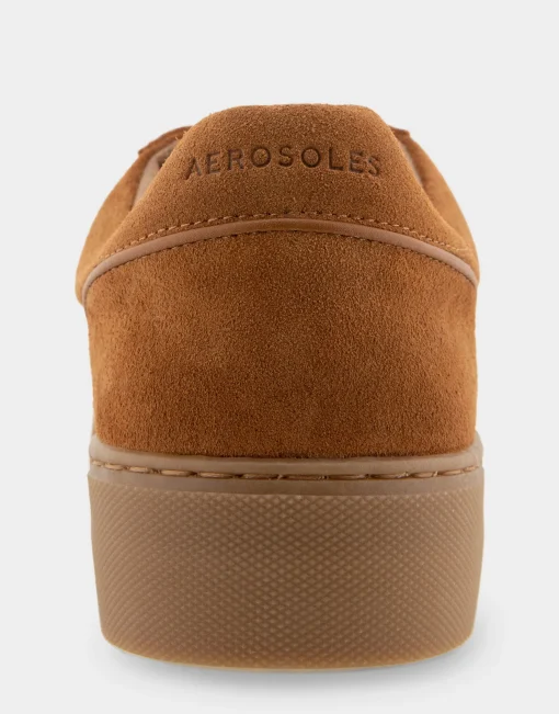 Comfortable Women's Lace Up Hidden Wedge Sneaker in Tan Suede