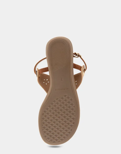 Comfortable Women's Laser Cut Slingback Thong Sandal in Doe Faux Leather Faux Suede