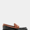 Comfortable Women's Lightweight Flexible Tailored Weejun Loafer in Black Combo Faux Leather Faux Leather