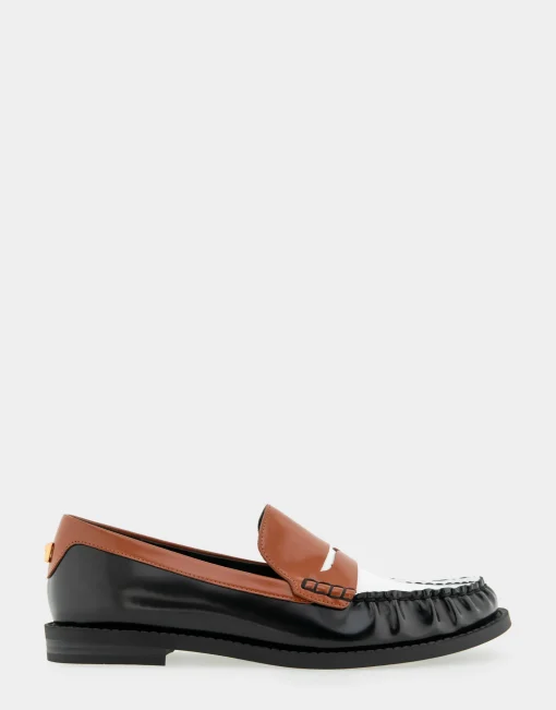 Comfortable Women's Lightweight Flexible Tailored Weejun Loafer in Black Combo Faux Leather Faux Leather