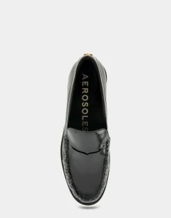Comfortable Women's Lightweight Flexible Tailored Weejun Loafer in Black Crinkled Patent Faux Leather Patent Faux Leather