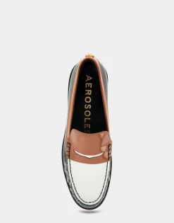 Comfortable Women's Lightweight Flexible Tailored Weejun Loafer in Black Combo Faux Leather Faux Leather