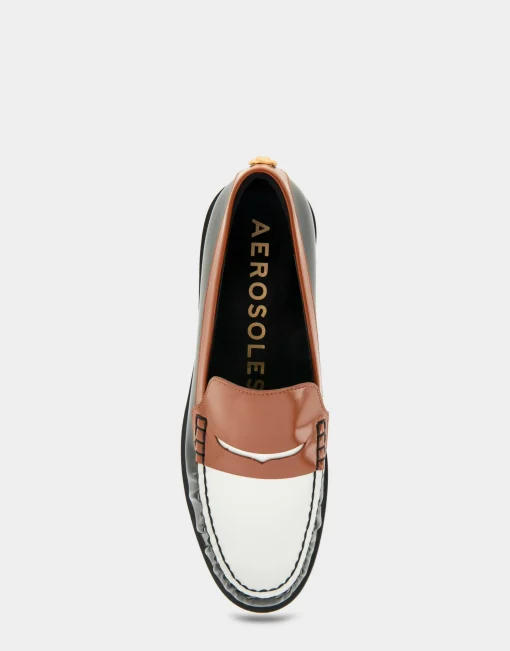 Comfortable Women's Lightweight Flexible Tailored Weejun Loafer in Black Combo Faux Leather Faux Leather