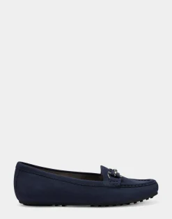 Comfortable Women's Loafer in Navy Faux Suede