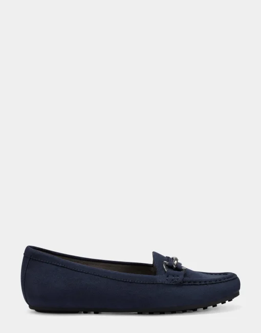 Comfortable Women's Loafer in Navy Faux Suede