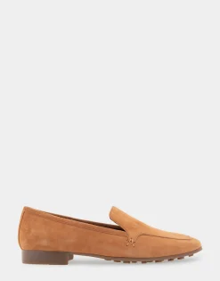 Comfortable Women's Loafer in Tan Genuine Suede
