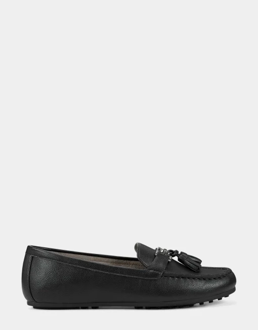 Comfortable Women's Loafer in Black Faux Leather