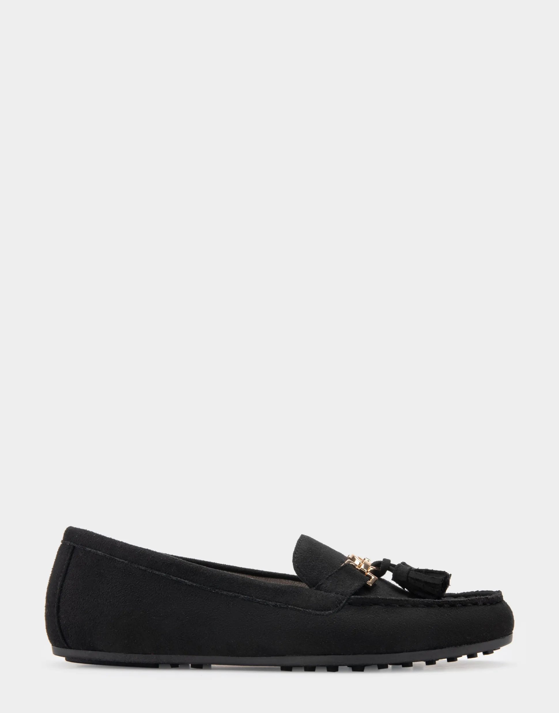 Comfortable Women's Loafer in Black Faux Suede.