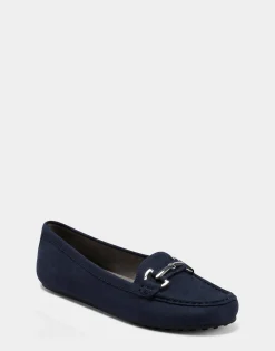 Comfortable Women's Loafer in Navy Faux Suede