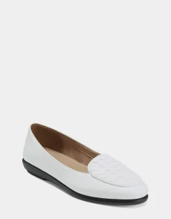 Comfortable Women's Loafer in White Faux Leather