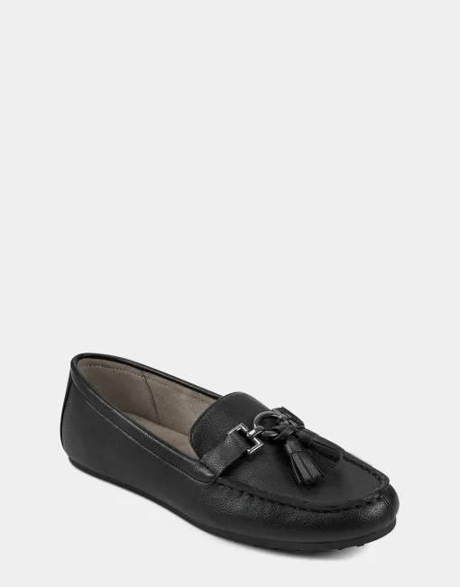 Comfortable Women's Loafer in Black Faux Leather