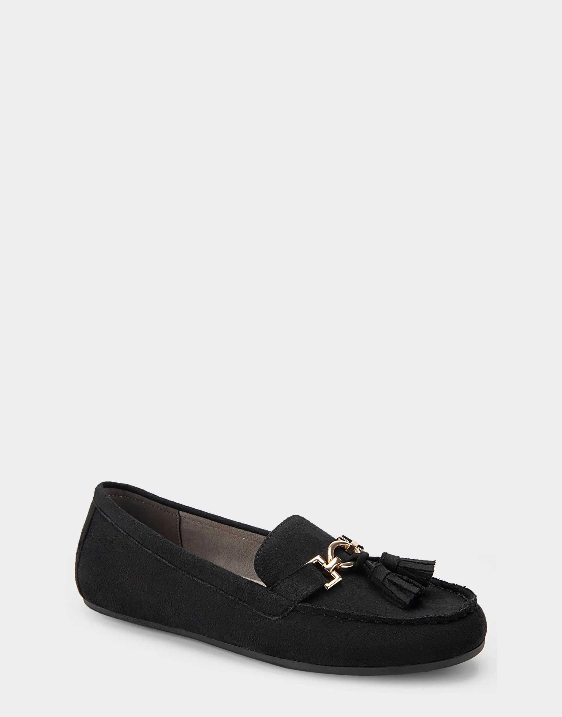 Comfortable Women's Loafer in Black Faux Suede.