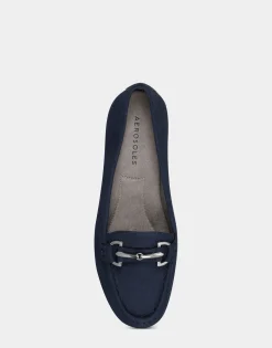 Comfortable Women's Loafer in Navy Faux Suede