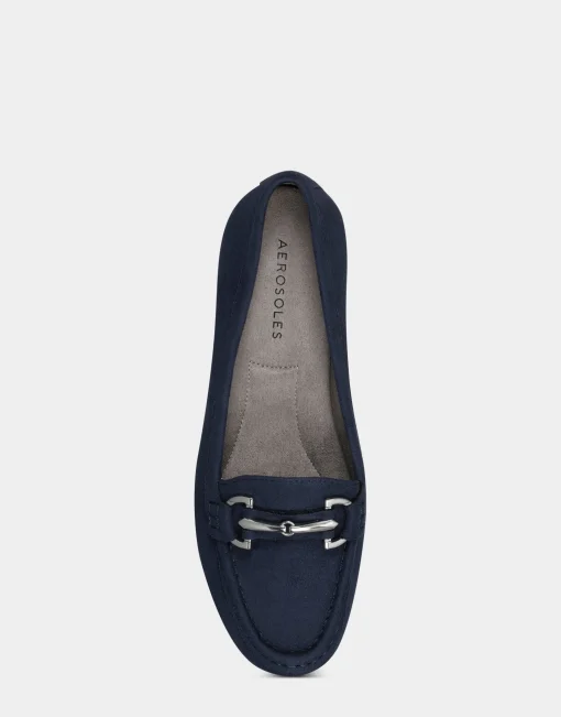 Comfortable Women's Loafer in Navy Faux Suede
