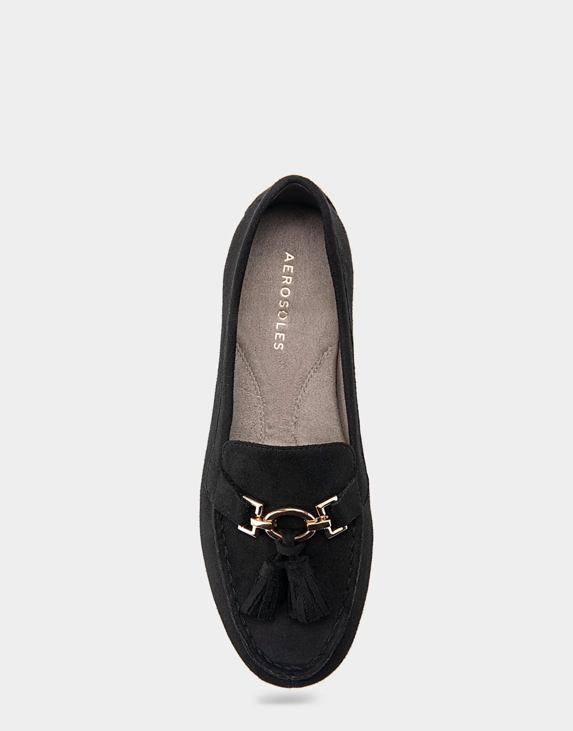 Comfortable Women's Loafer in Black Faux Suede.