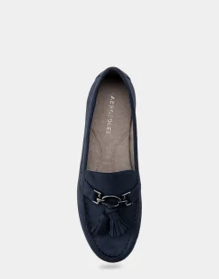 Comfortable Women's Loafer in Navy Faux Suede.
