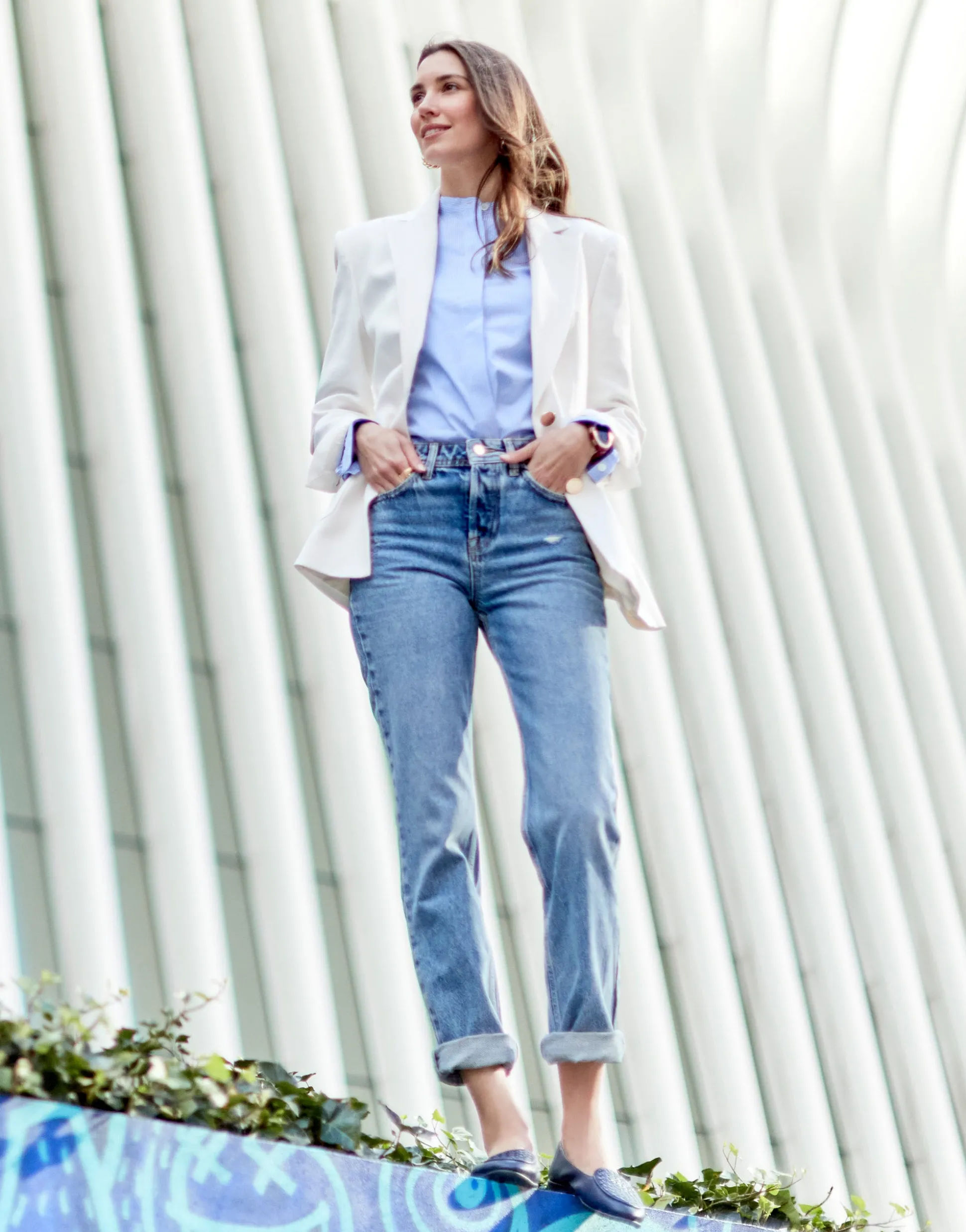 Comfortable Women's Loafer in Navy Faux Leather