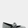 Comfortable Women's Mary Jane Flat in Black Satin Crystal
