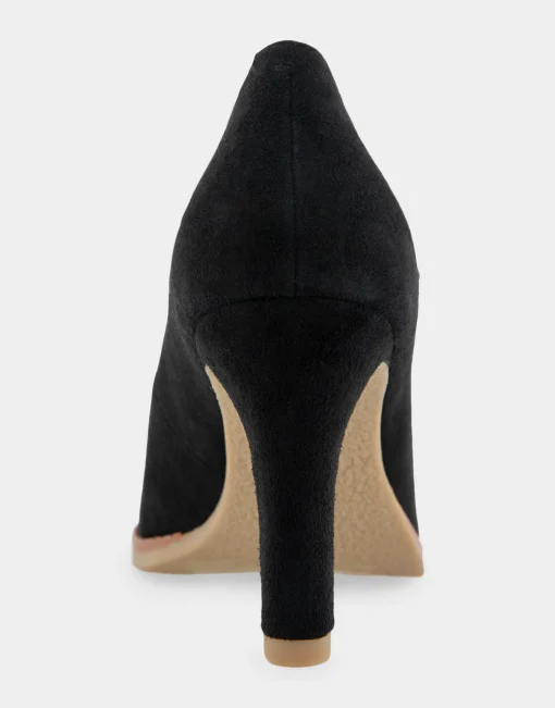 Comfortable Women's Mary Jane Stiletto Crepe Sole Pump in Black Suede