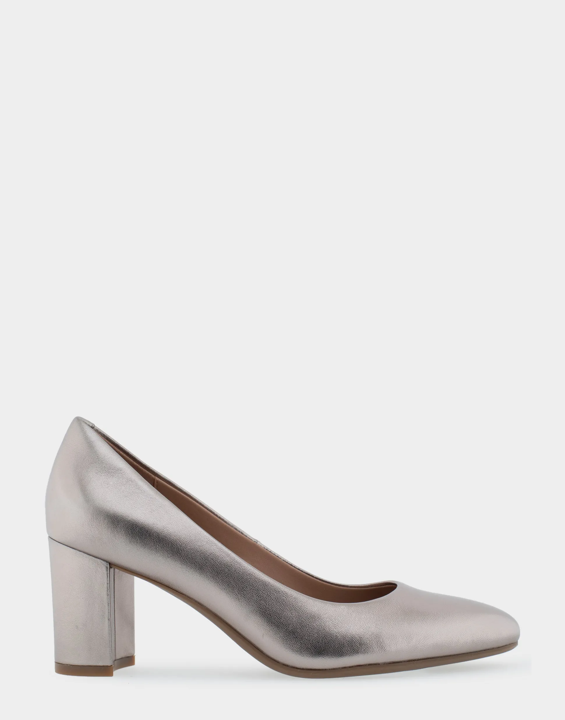 Comfortable Women's Mid Heel Pump in Champagne Genuine Leather