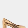 Comfortable Women's Mid Heel Pump in Light Bronze Leather