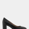 Comfortable Women's Mid Heel Pump in Genuine Black Leather