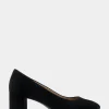 Comfortable Women's Mid Heel Pump in Black Genuine Suede