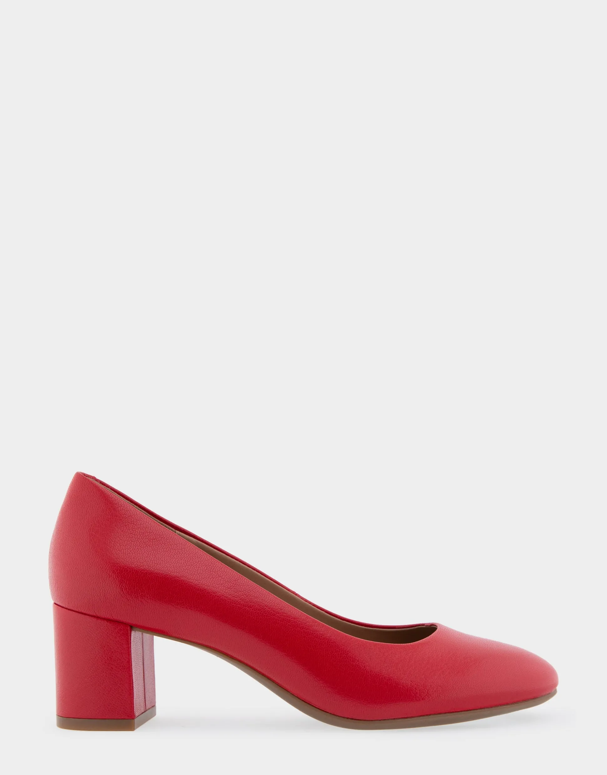 Comfortable Women's Mid Heel Pump in Racing Red Leather