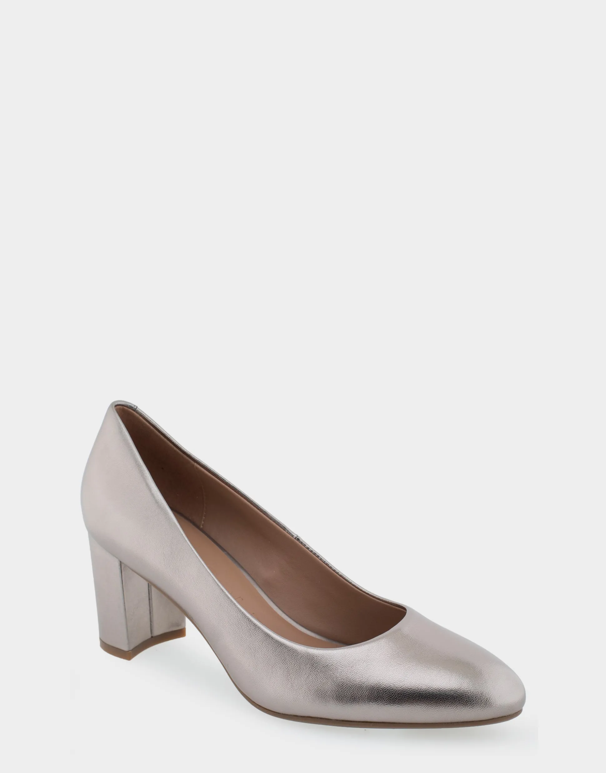 Comfortable Women's Mid Heel Pump in Champagne Genuine Leather