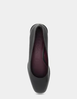 Comfortable Women's Mid Heel Pump in Black Genuine Leather