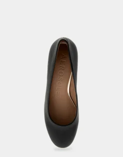 Comfortable Women's Mid Heel Pump in Black Genuine Leather