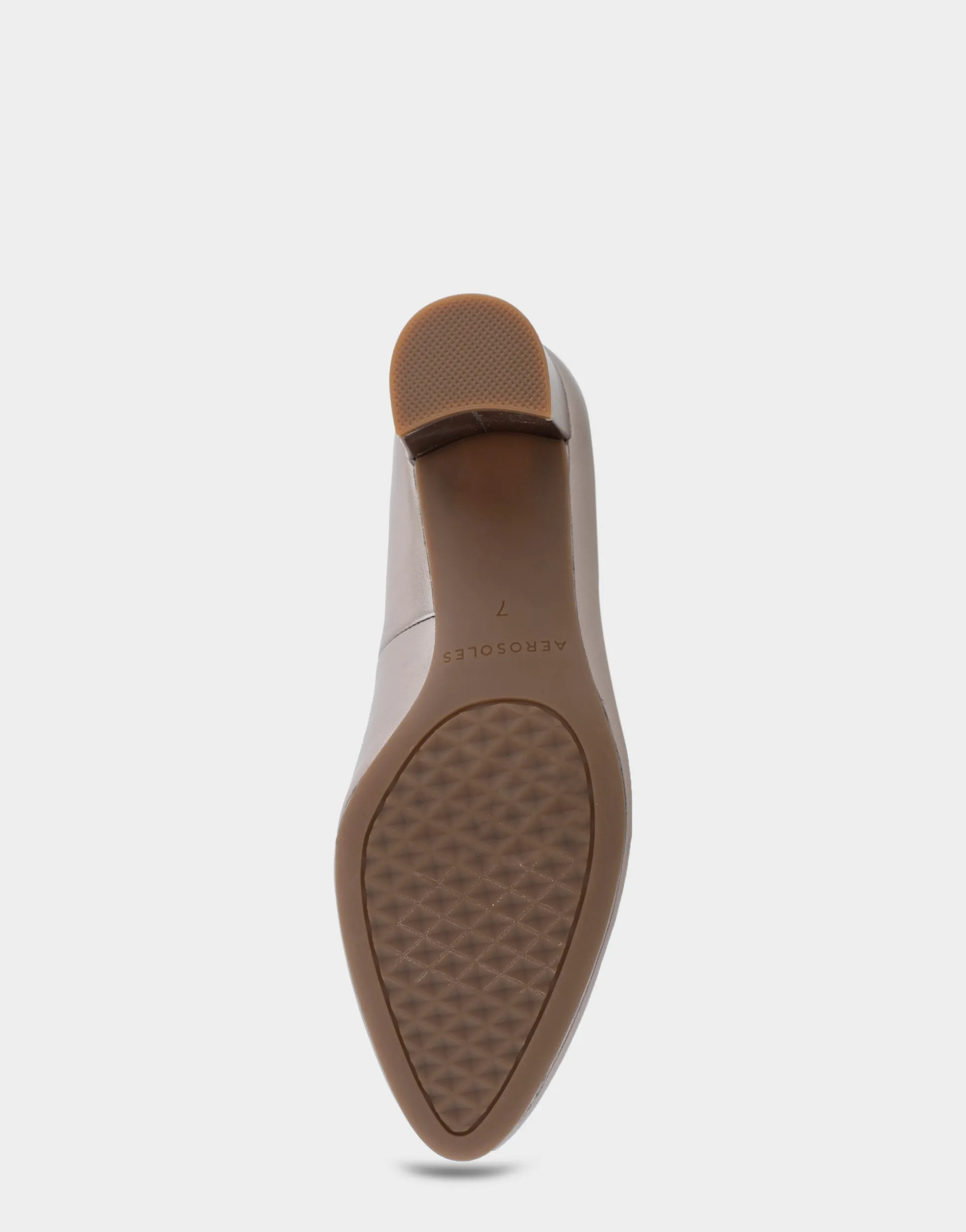 Comfortable Women's Mid Heel Pump in Champagne Genuine Leather