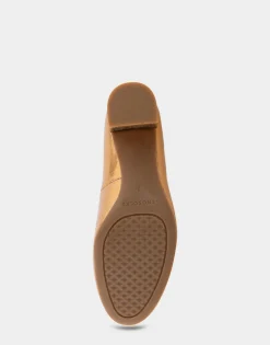 Comfortable Women's Mid Heel Pump in Light Bronze Leather