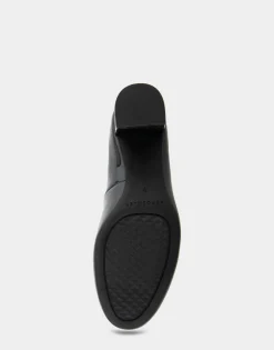 Comfortable Women's Mid Heel Pump in Black Patent Faux Leather