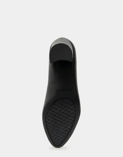 Comfortable Women's Mid Heel Pump in Genuine Black Leather