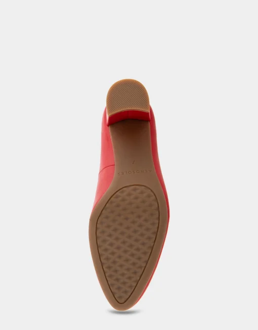 Comfortable Women's Mid Heel Pump in Racing Red Leather