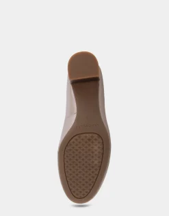 Comfortable Women's Mid Heel Pump in Champagne Genuine Leather